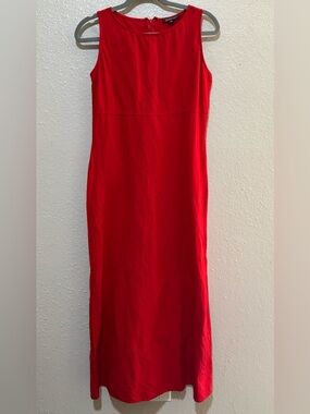 Harold’s Linen Blend Sz10 Red Sheath Midi Dress Casual Everyday Beach Resortwear
